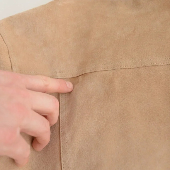 Vintage Cherokee Tan 100% Leather Suede Button Up Jacket Size Small - Picture 16 of 16